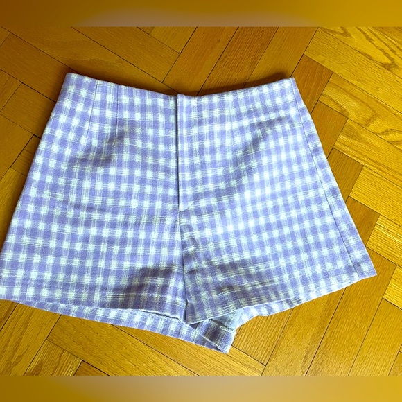 Zara - High Rise Shorts - size M - purple white gingham - Picture 2 of 5